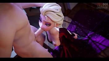 Elsa congelée en train de sucer une grosse bite comme elle l'aime