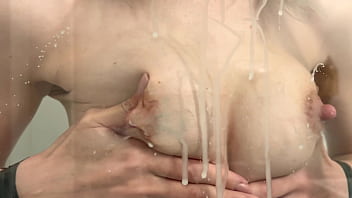 Teen playing with tits in shower, breast milk babe