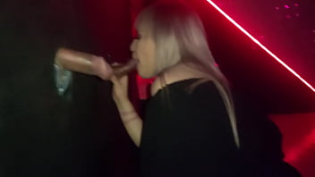 PETITE MEXICAN SLUT VISIT GLORYHOLE AND OFFERS HER DEEP THROAT TO MEN, SURPRISE SHE FIT TWO COCKS IN HER MOUTH