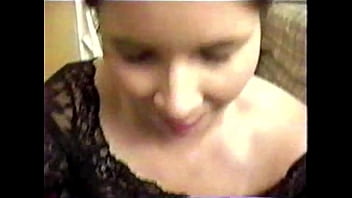 Busty Brunette strips for her boyfriend, gives him a blowjob, and take a huge facial.
