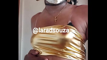 Desi crossdresser slut Lara D'Souza in Golden latest dress part 2