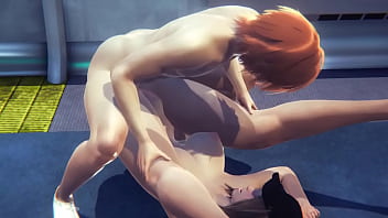 Hentai unzensiert - Mari wird auf dem Boden des Zuges gefickt und holt sich dann einen runter, während ihre Muschi geleckt wird - japanischer asiatischer Manga-Anime-Spiel-Porno