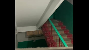 i eavesdrop and spy jerk off on how a young couple fucks right in the entrance on the stairs