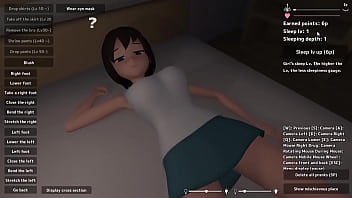 Teasing a girl lying down in 3D