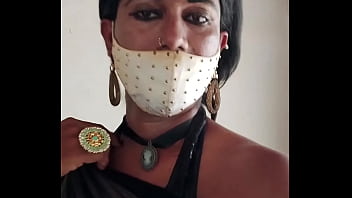Indian crossdresser slut Lara D'Souza sexy in lycra saree
