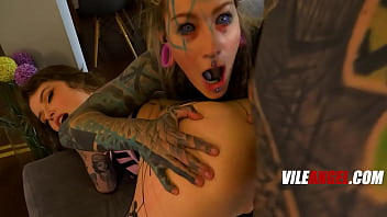 Anal With Heavily Inked Babe and Her Freaky Friend