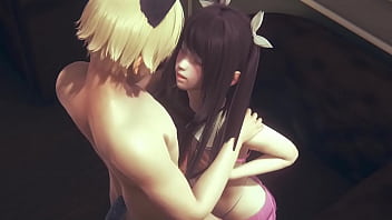Yaoi Femboy - Kuki boobjob and fucked with catboy - Sissy crossdress Japanese Asian Manga Anime Game Porn Gay