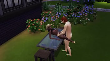 A red-haired bearded man fucked his girlfriend on the table