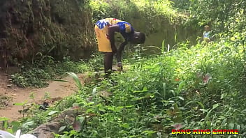 African Outdoor Couple Sex On Stream Path While Others Are Returning Home - EBONY AMATEUR PORNSTAR