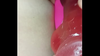 Caught step mom playing with her toys I join in and double stuff her pussy wide open