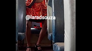 Indian crossdresser slut Lara D'Souza sexy video in bus part 2