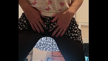 Pissing in my skirt over glass table