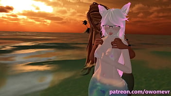 Horny vtuber gets teased and fucked roughly by a Futa on the public beach - Trailer