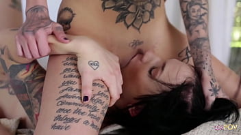 These two tattooed emo lesbians are fucking really hard and squirting all over their hot wet cunts