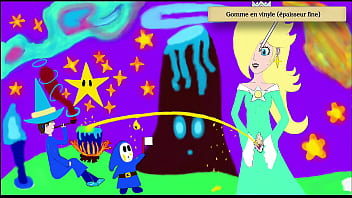 Rosalina is trashing a blue witch and a shy guy with her pee