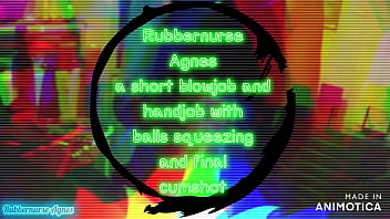 Rubbernurse Agnes - a short blowjob and handjob with balls squeezing and final cumshot
