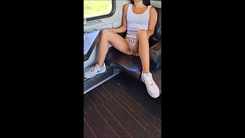 White leggings, Public train photo