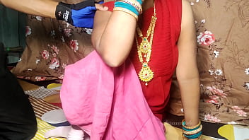 Desi Best Pati Wife Vrai Tissu Rouge Hindi