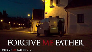 Forgive Me Father - Strap on lesbian anal fuck for squirting teen with gorgeous body and tattoos who gets multiple hard orgasms from horny filthy MILF during intense wet fisting fuck session in the back of van