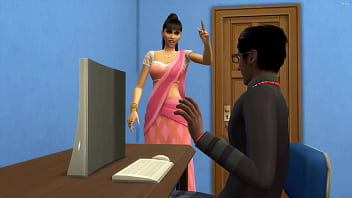 زوجة الأب الهندية تمسك بربيبها الذي يذاكر كثيرا وهو يستمني أمام الكمبيوتر يشاهد الفيديوهات الإباحية || فيديوهات للكبار || أفلام إباحية