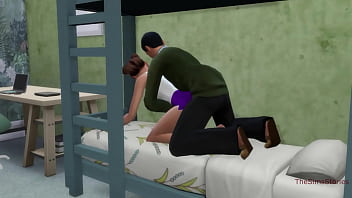 زوج أم يمارس الجنس مع ابنة في الليل على سرير بطابقين pt. 2