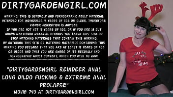 Dirtygardengirl reindeer anal long dildo fucking & extreme anal prolapse