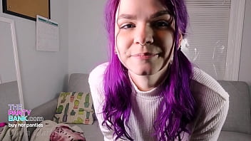 Purple Haired Pale Teen Has A Quivering Orgasm While Her Panties Are Stuffed In Her Pussy | The Panty Bank - Used Panties