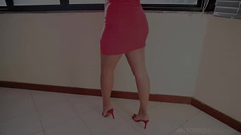 Chubby Red dress petite fucked in the ass and spit on her face