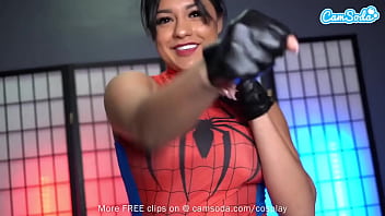 Hot Latina Cosplay As Spider Girl Spreads Her Pussy Wide For Huge Sex Toy