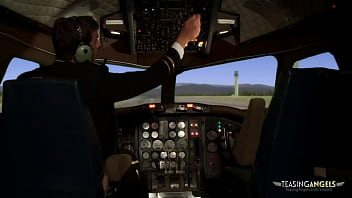 Freche Stewardess hat Spaß mit einem gutaussehenden Piloten