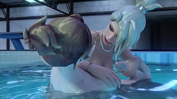 Animación futa sexo en el agua - tímida dickgirl folla suavemente a una mujer