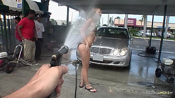Everything is super sexy at the car wash as this blonde regularly fucks the customers