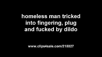 homeless an tricked into fingering plug and fucked by dildo