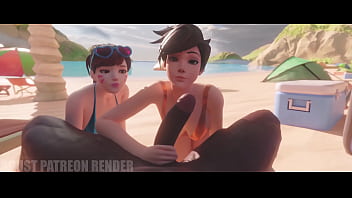 Dva And Tracer Sucking A Very Big Cock