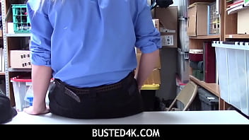 Busted4K - Shoplyfter stuffs his big cock so deep in Rachael Cavallis pussy