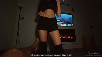 Excited extra small teen roommate knows how to negotiate and squirt for money