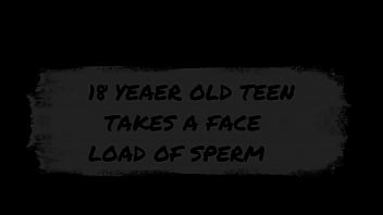 18 Year old teen takes a face load of sperm