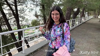 Public pickup beauty fucked and cum on her glasses