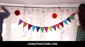 UsingPornstars - Freeuse Hot Teen Step Sisters Threesome With Stepdad On Birthday