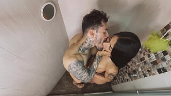 Delicious transgender Paisa girl get ass fucked taking a shower with her boyfriend