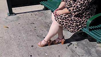 Beautiful woman got convinced by stranger at bus stop, then taken home, fucked and filled with cum