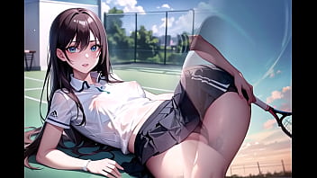 Sexy giovani anime i che giocano a tennis con un panno trasparente (con suono ASMR della masturbazione della figa!) Hentai senza censura