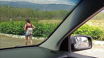 I FIND A SEXY SKINNY hitchhiker WALKING ON THE ROAD AND FUCK HER IN EXCHANGE FOR A LIFT