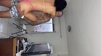 HOT SEX WITH THIS SKINNY GIRL AND SHE TAKES OFF HER CONDOM TO FEEL THE DICK IN HER PUSSY AND EVEN GIVES IT THE KITCHEN
