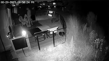 Wife and I outdoors on security camera
