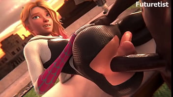Trans Gwen Stacy gets fucked in the ass by a huge dick and likes it loop