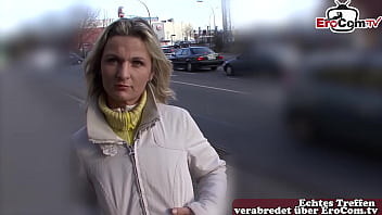 German young woman approached on the street for her first sex casting
