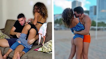 Dünne brasilianische junge Frau spielt ein Spiel um einen Kuss und wird dann zu Hause gefickt
