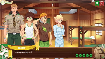 Game: Friends Camp, Episode 6 - Keitaro decided to jerk off in the shower. (Russian voice acting)