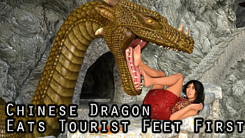 Il drago cinese Vore mangia prima i piedi del turista